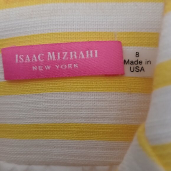 Isaac Mizrahi New York White & Yellow Striped Cotton Blazer - Picture 3 of 12